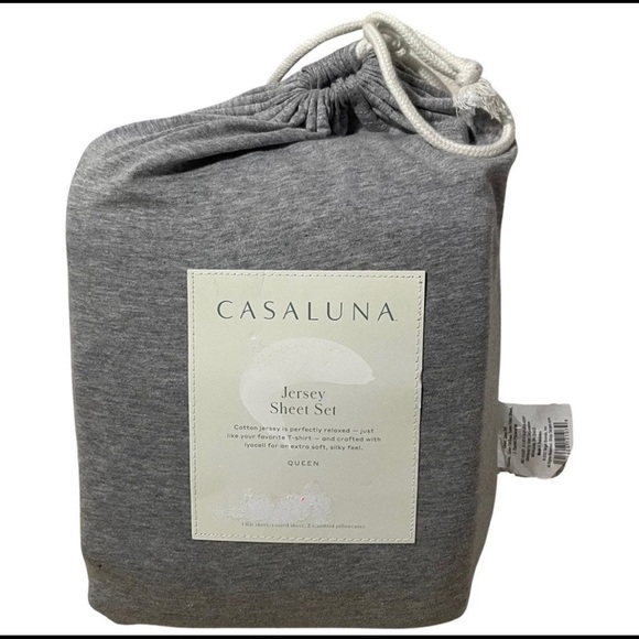 Casaluna Bedding Casaluna Light Gray Jersey Solid Queen Sheet Set